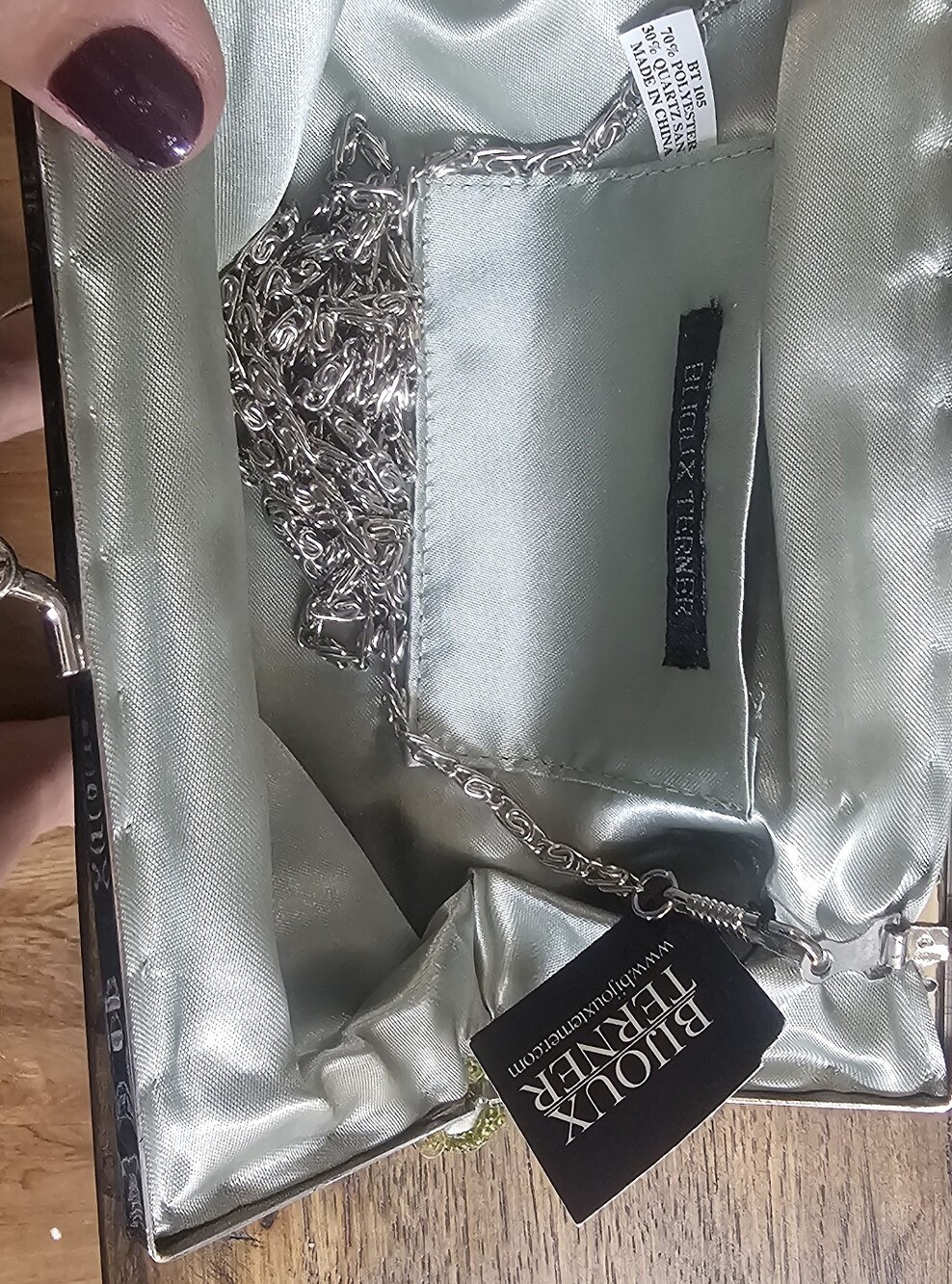 Bijoux Terner Embellished Sequin Evening Clutch - Light Green/Pink - Picture 6 of 6